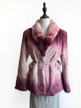 Vintage Pink Purple Gradient Fur Jacket